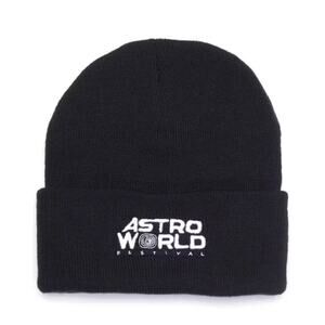 Authentic Travis Scott Astroworld Festival Black Beanie Hat Size OS NWOT